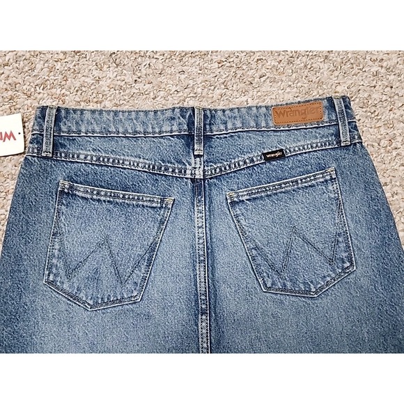 Wrangler Denim Maxi Skirt Size 6 Raw Hem Front Split NWT - Picture 2 of 15